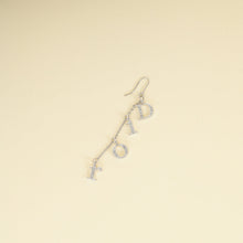 Christian Dior Silver Finish Crystal Logo Letters Dangle Drop Earrings