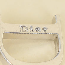 Christian Dior Silver Finish Crystal Logo Letters Dangle Drop Earrings