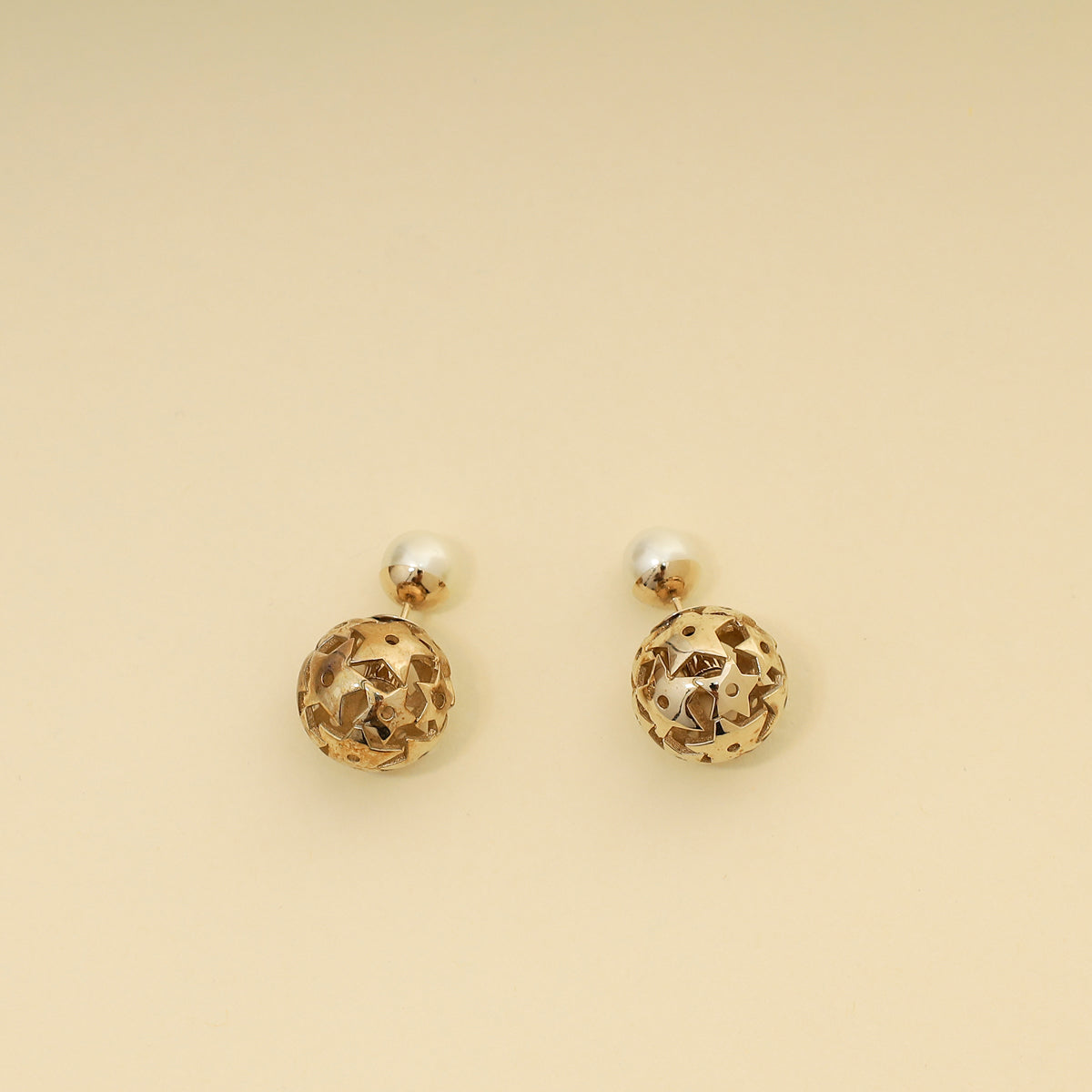 Christian Dior Gold Tone Pearl Star Mise En Dior Tribal Earrings