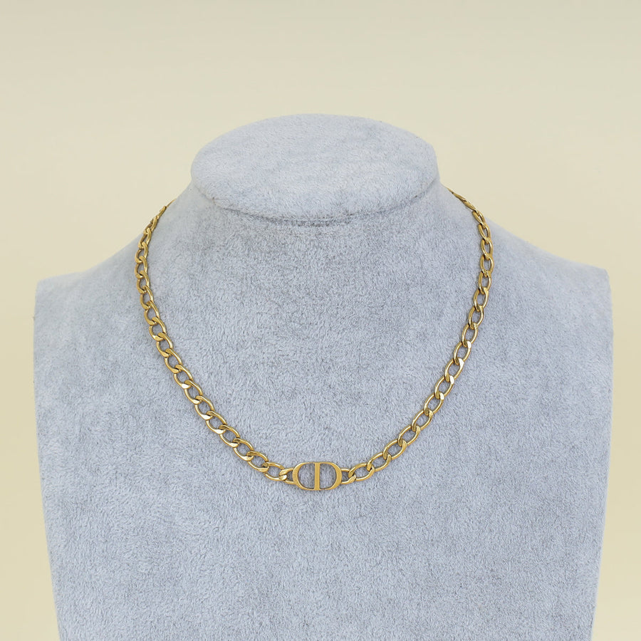 Christian Dior Gold Petit CD Chain Choker Necklace