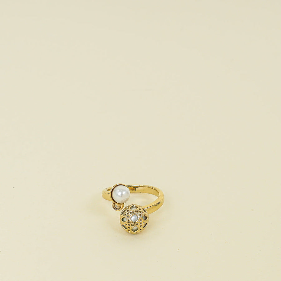 Christian Dior Gold Tribales Cannage Large Ring 54