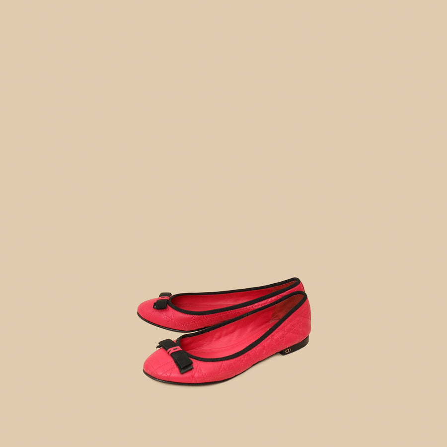 Christian Dior Bicolor Cannage Bow Ballet Flats 38