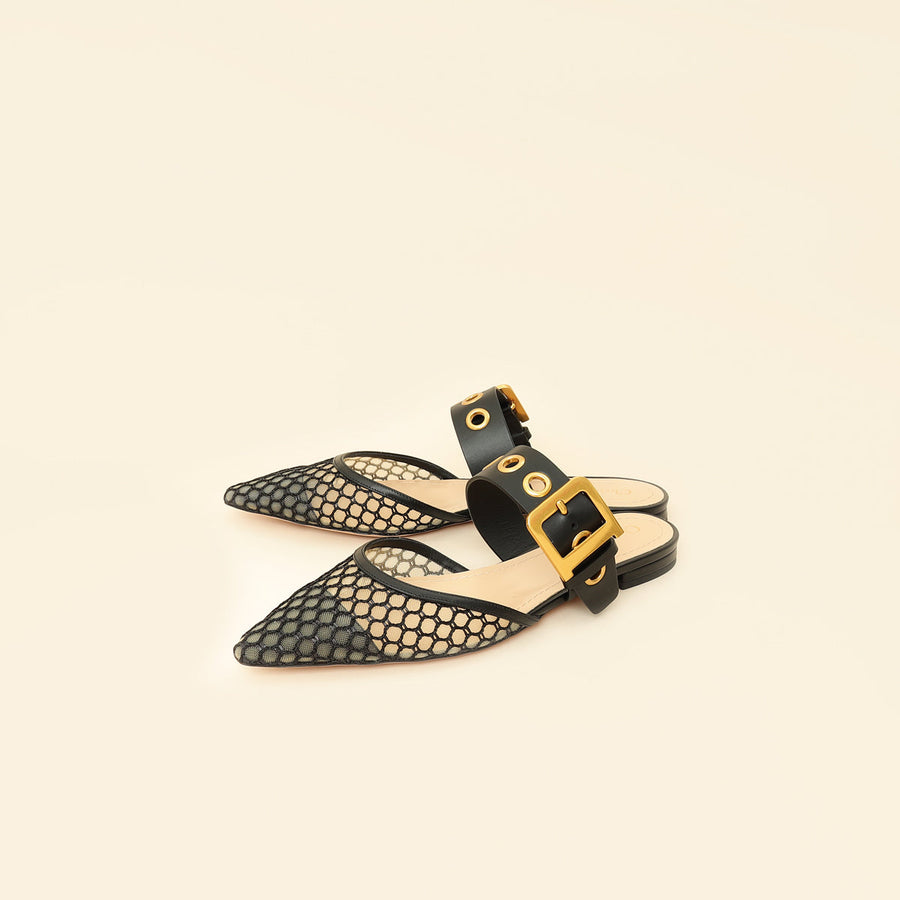 Christian Dior Black Resille D-Dior Flat Mules 38.5