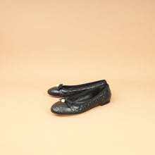 Christian Dior Black Cannage CD Pearl Bow Ballet Flats 38