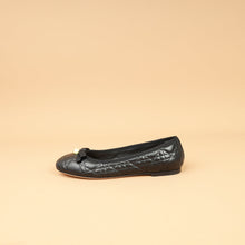 Christian Dior Black Cannage CD Pearl Bow Ballet Flats 38