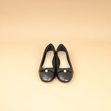 Christian Dior Black Cannage CD Pearl Bow Ballet Flats 38