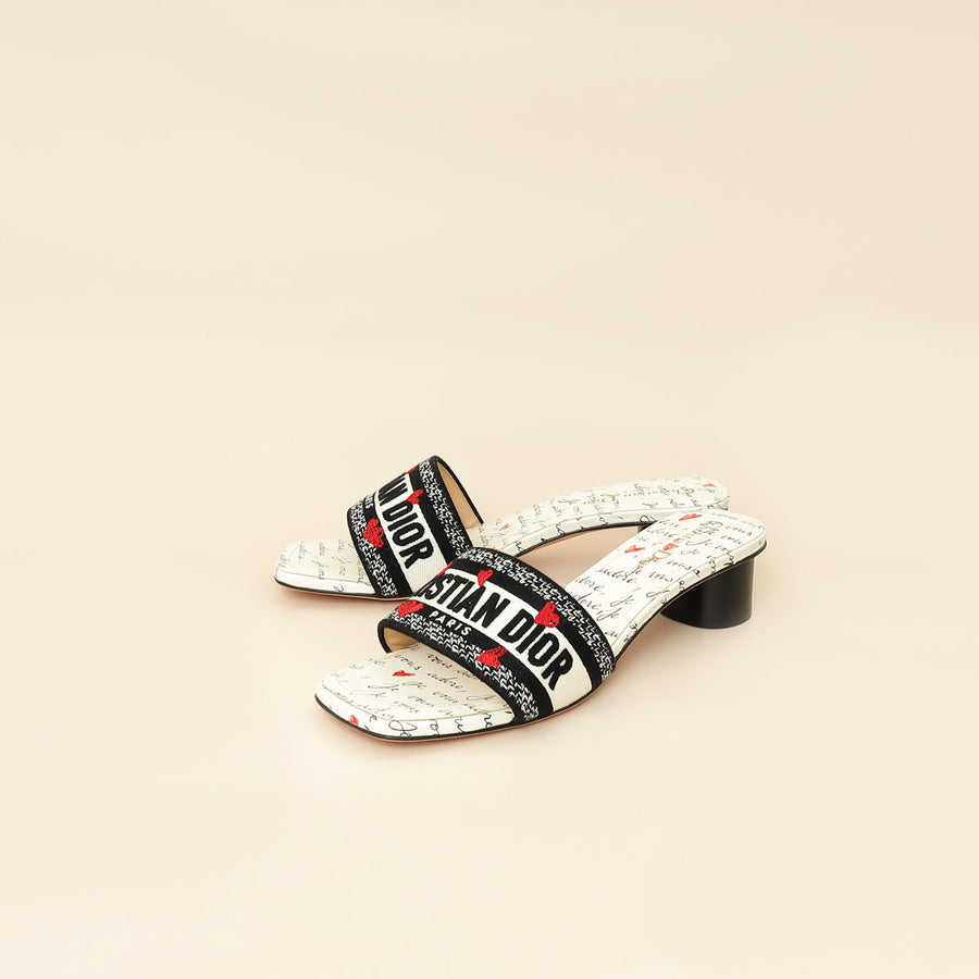Christian Dior Bicolor Dway Dioramour Embroidered Slide Sandal 39