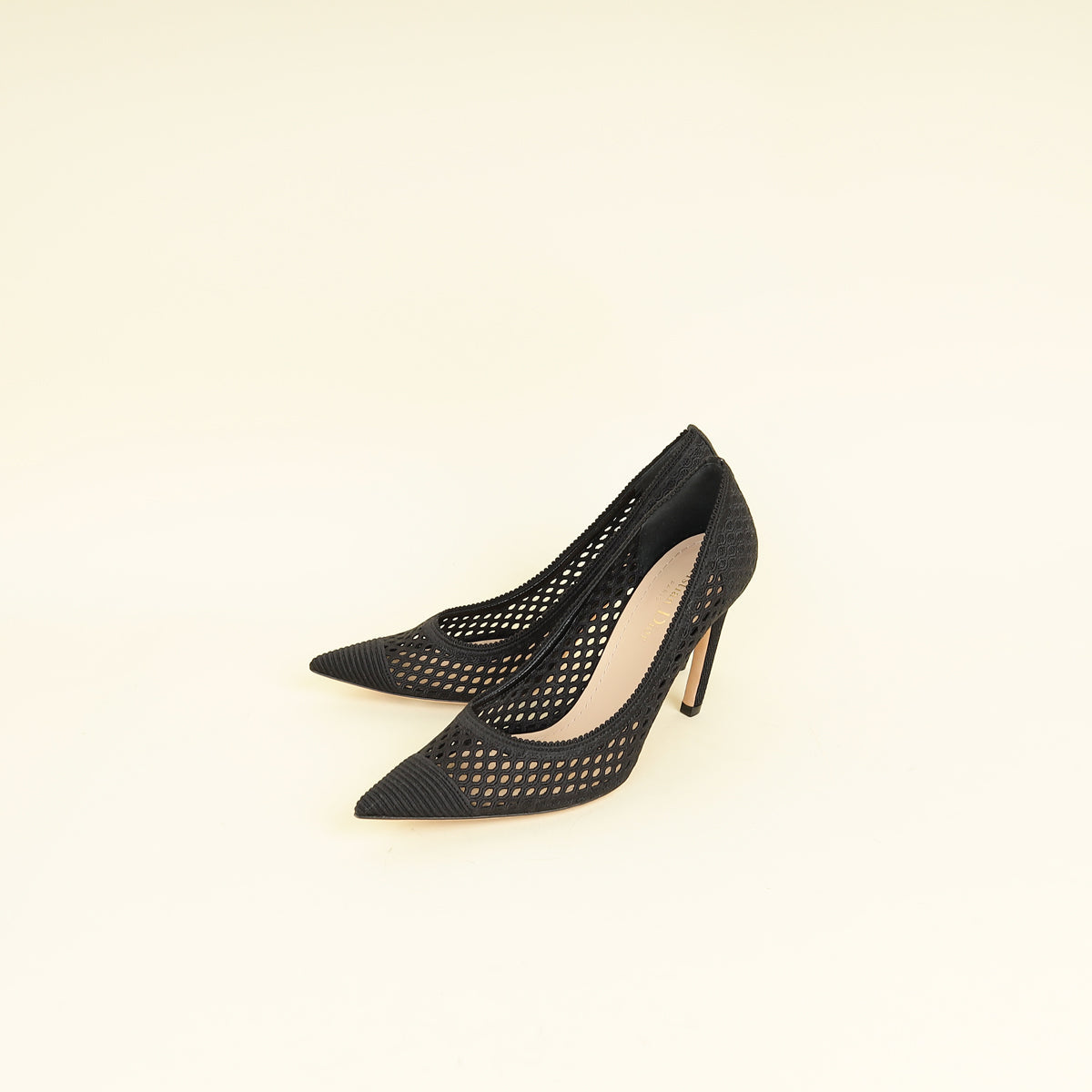 Christian Dior Black Embroidered Mesh Pump 37.5