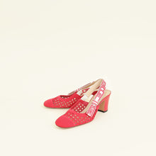 Christian Dior Red Mesh Cannage Dior & Moi Slingback 70mm Pumps 37.5