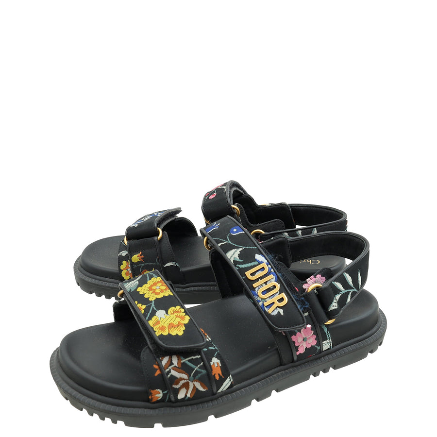 Christian Dior Multicolor Technical Fabric Petites Fleurs DiorAct Sandals 38.5