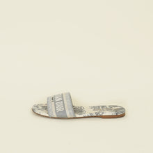 Christian Dior Grey Toile De Jouy Dway Flat Mules 38