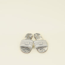 Christian Dior Grey Toile De Jouy Dway Flat Mules 38