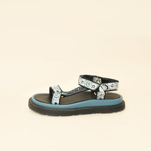 Christian Dior Blue Multicolor D-Wave Cotton Embroidered Sandal 39