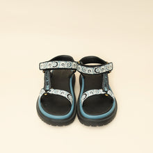 Christian Dior Blue Multicolor D-Wave Cotton Embroidered Sandal 39
