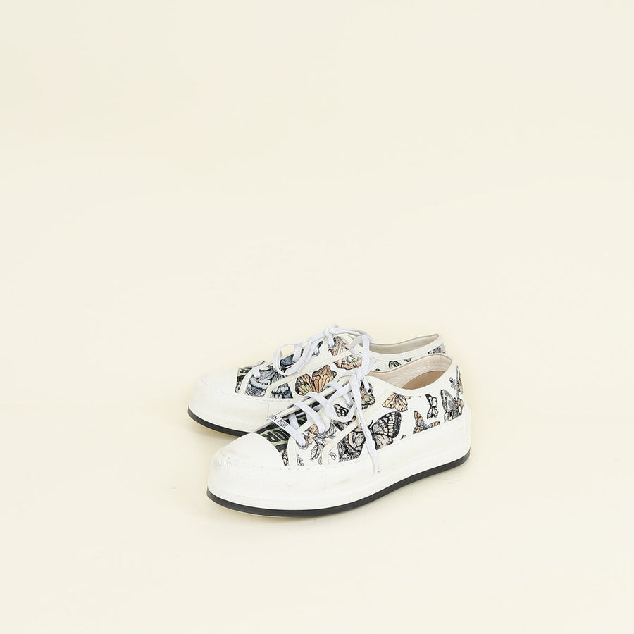 Christian Dior White Multicolor Walk'n'Dior Butterfly Embroidered Sneaker 39