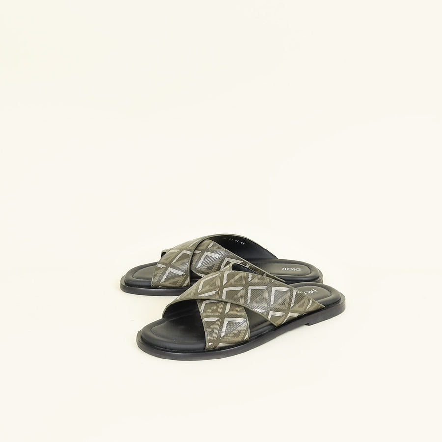 Christian Dior Khaki Green CD Diamond Alias Sandals