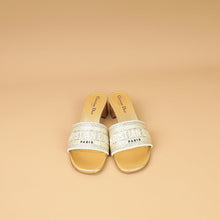 Christian Dior Metallic Gold Strass Dway Heeled Slide Sandals 37.5