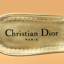 Christian Dior Metallic Gold Strass Dway Heeled Slide Sandals 37.5