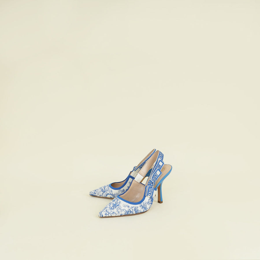 Christian Dior Bicolor Toile De Jouy J'adior Slingback Pump 35.5
