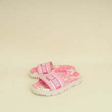 Christian Dior Bicolor Dway Toile De Jouy Embroidered Flat Slide Sandals 36.5