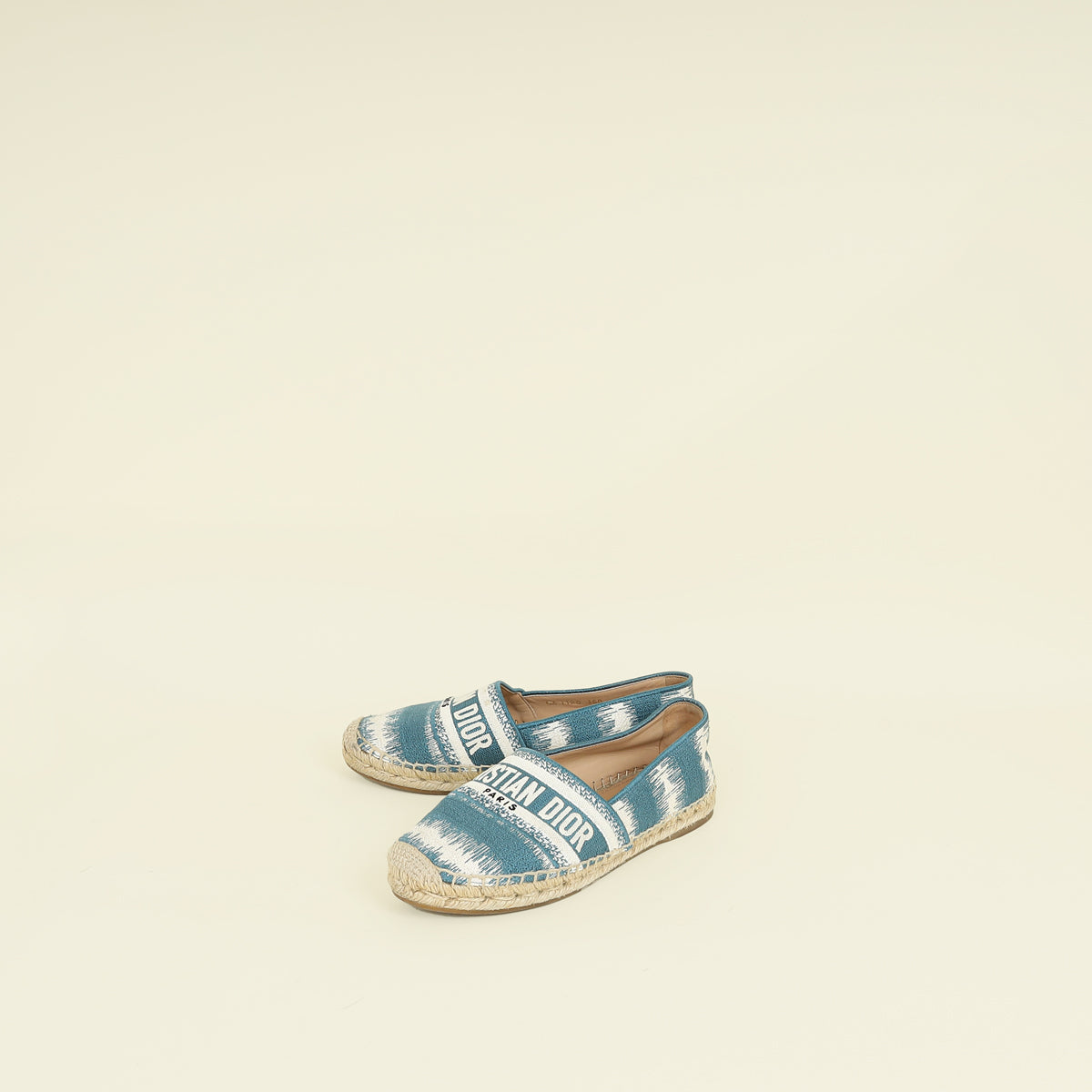 Christian Dior Bicolor D-Stripes Embroidered Granville Espadrille 36