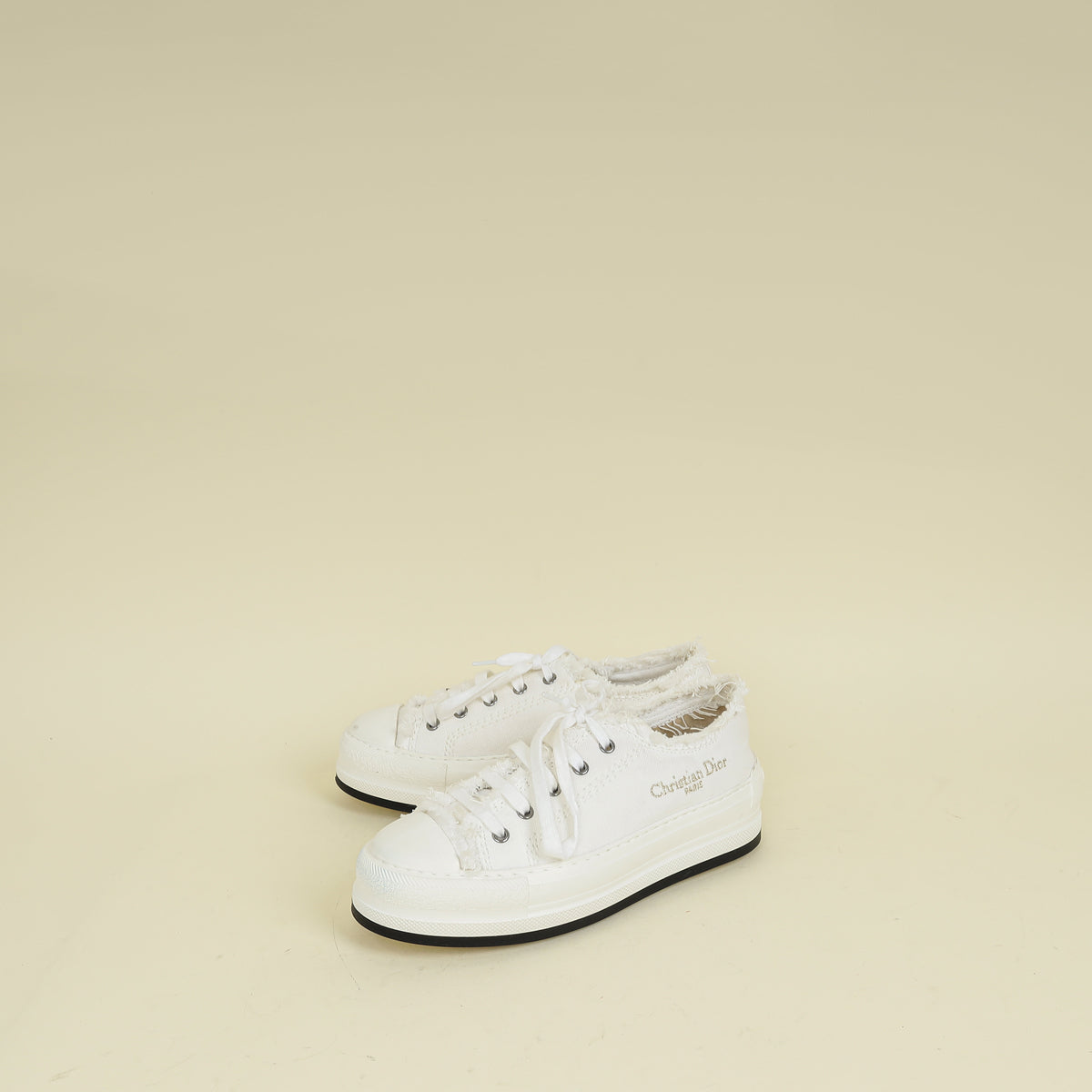 Christian Dior White Embroidered Logo Walk'n'Dior Platform Sneaker 37