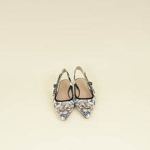Christian Dior White Multicolor J'adior Floral Embroidered Flat Slingback 37
