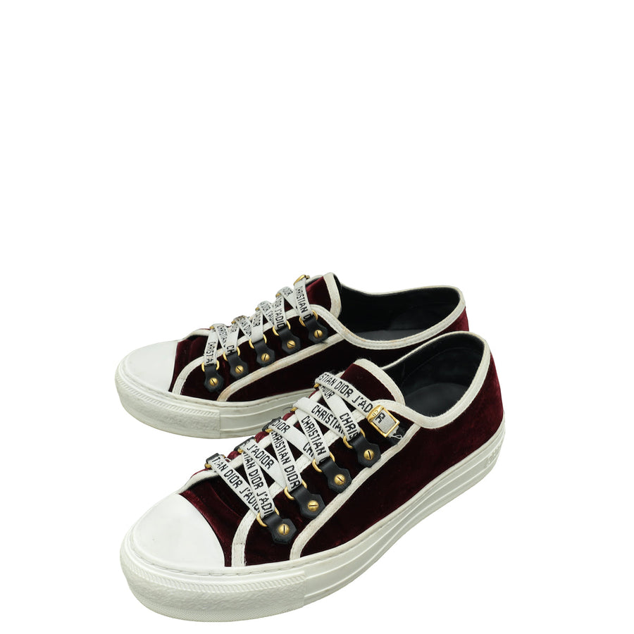Christian Dior  Burgundy Velvet Walk'n'Dior Low Top Sneaker 38.5