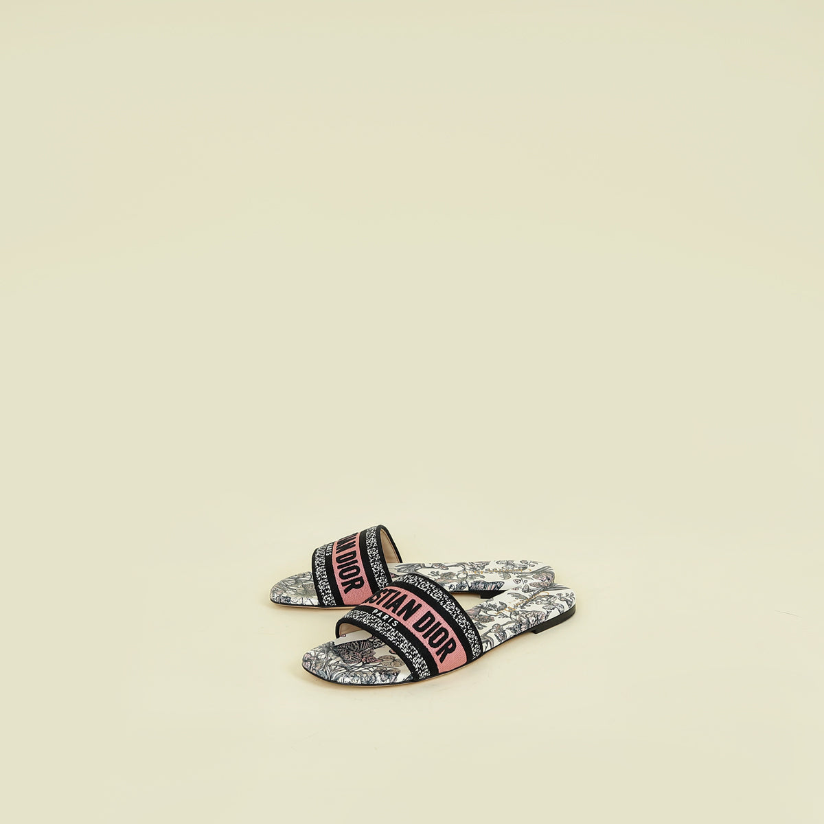 Christian Dior Multicolor Embroidered Butterfly Dway Flat Sandals 39