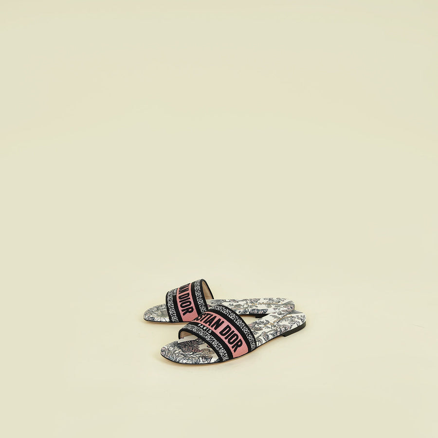 Christian Dior Multicolor Embroidered Butterfly Dway Flat Sandals 39