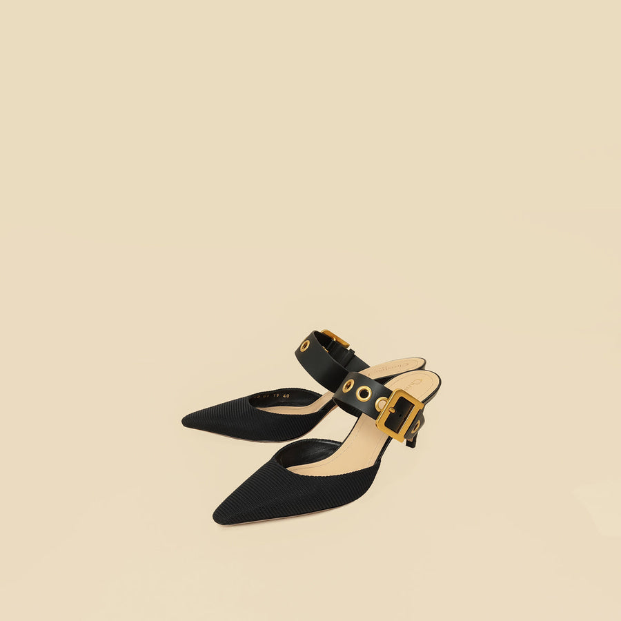 Christian Dior Black D-Dior Heeled Mules 40