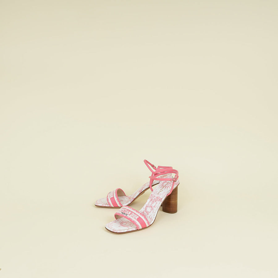 Christian Dior Bicolor Toile de Jouy Soleil Ankle Strap Sandals 40