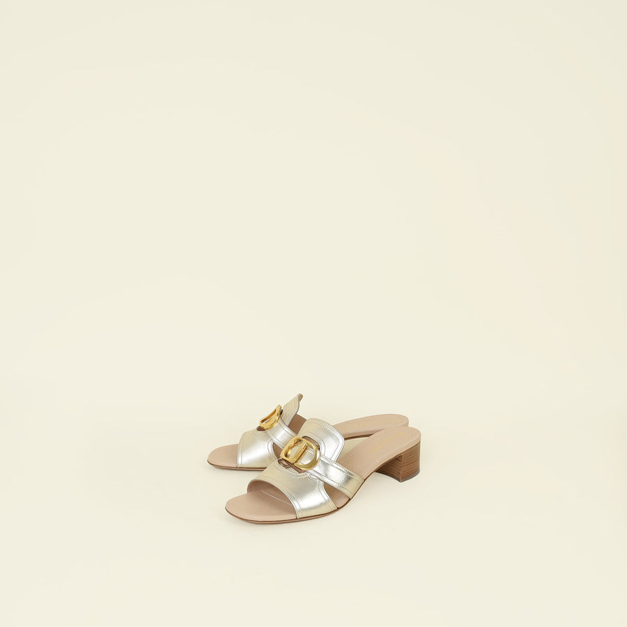 Christian Dior Metallic Gold Champaigne 30 Montaigne Heeled Slide 41.5