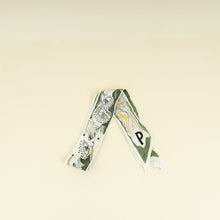Christian Dior Olive Multicolor Plumes Letter Silk Twilly