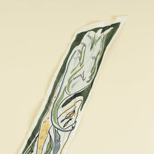 Christian Dior Olive Multicolor Plumes Letter Silk Twilly