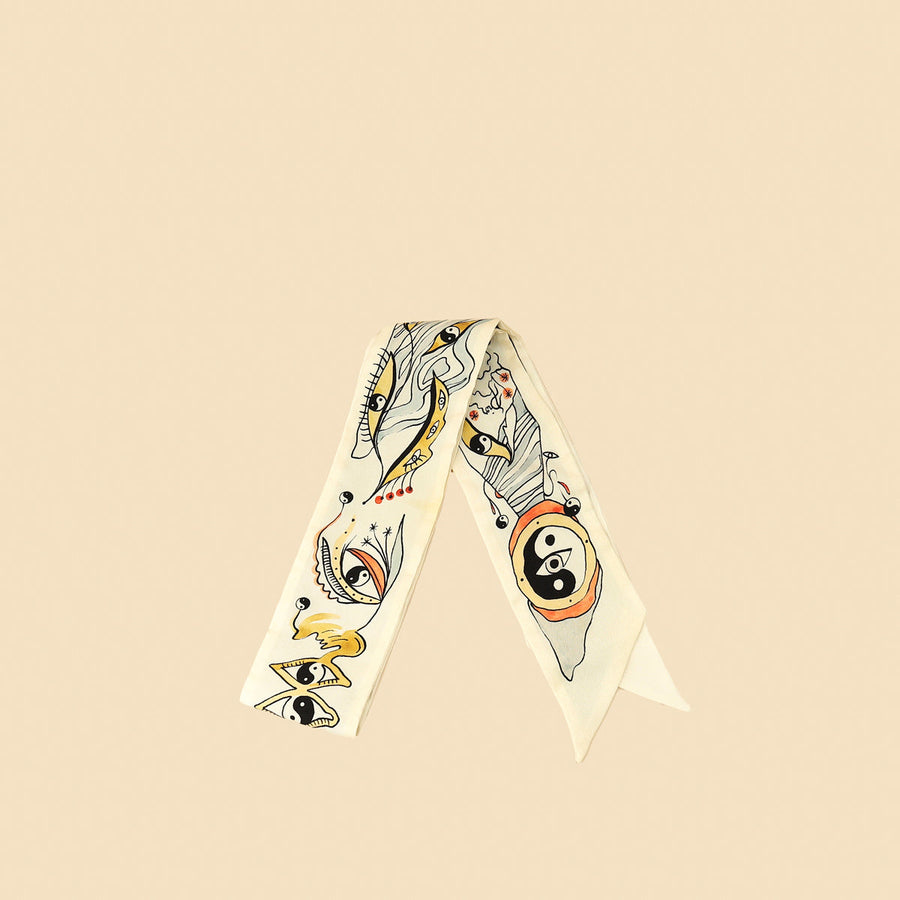 Christian Dior Multicolor Silk ABCDior Y Yin Yang Mitzah Scarf