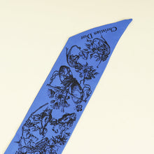 Christian Dior Blue Multicolor Toile De Jouy Silk Twilly