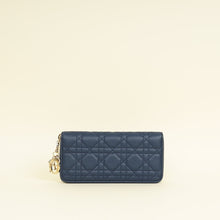Christian Dior Blue Lady Dior Cannage Voyageur Wallet