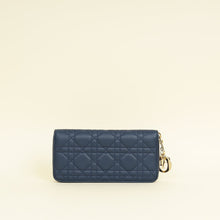 Christian Dior Blue Lady Dior Cannage Voyageur Wallet