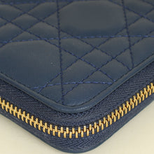 Christian Dior Blue Lady Dior Cannage Voyageur Wallet