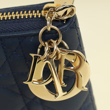 Christian Dior Blue Lady Dior Cannage Voyageur Wallet