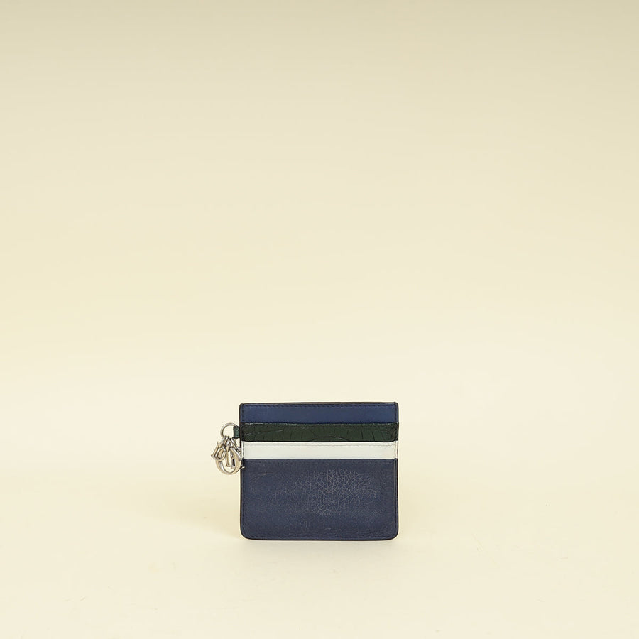 Christian Dior Navy Blue Lady Dior Card Holder