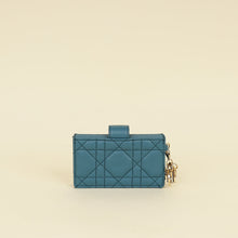 Christian Dior Teal Blue Lady Dior 5-Gusset Card Holder