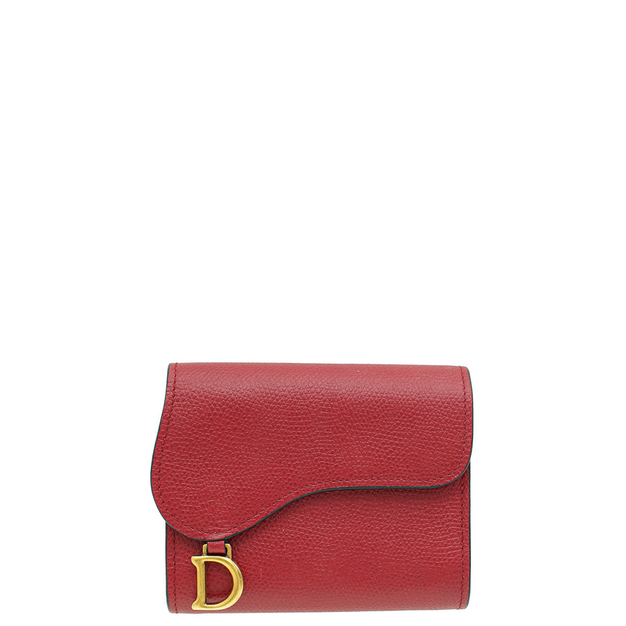 Christian Dior Red Saddle Lotus Wallet