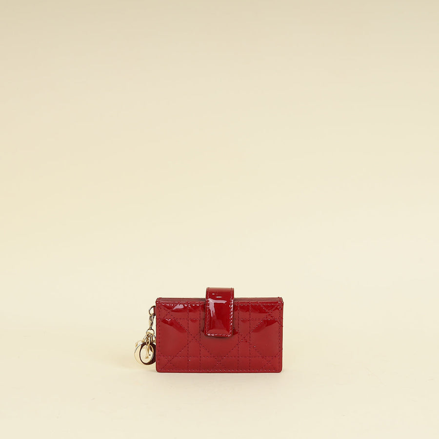 Christian Dior Cherry Red Lady Dior Jasmine Card Holder