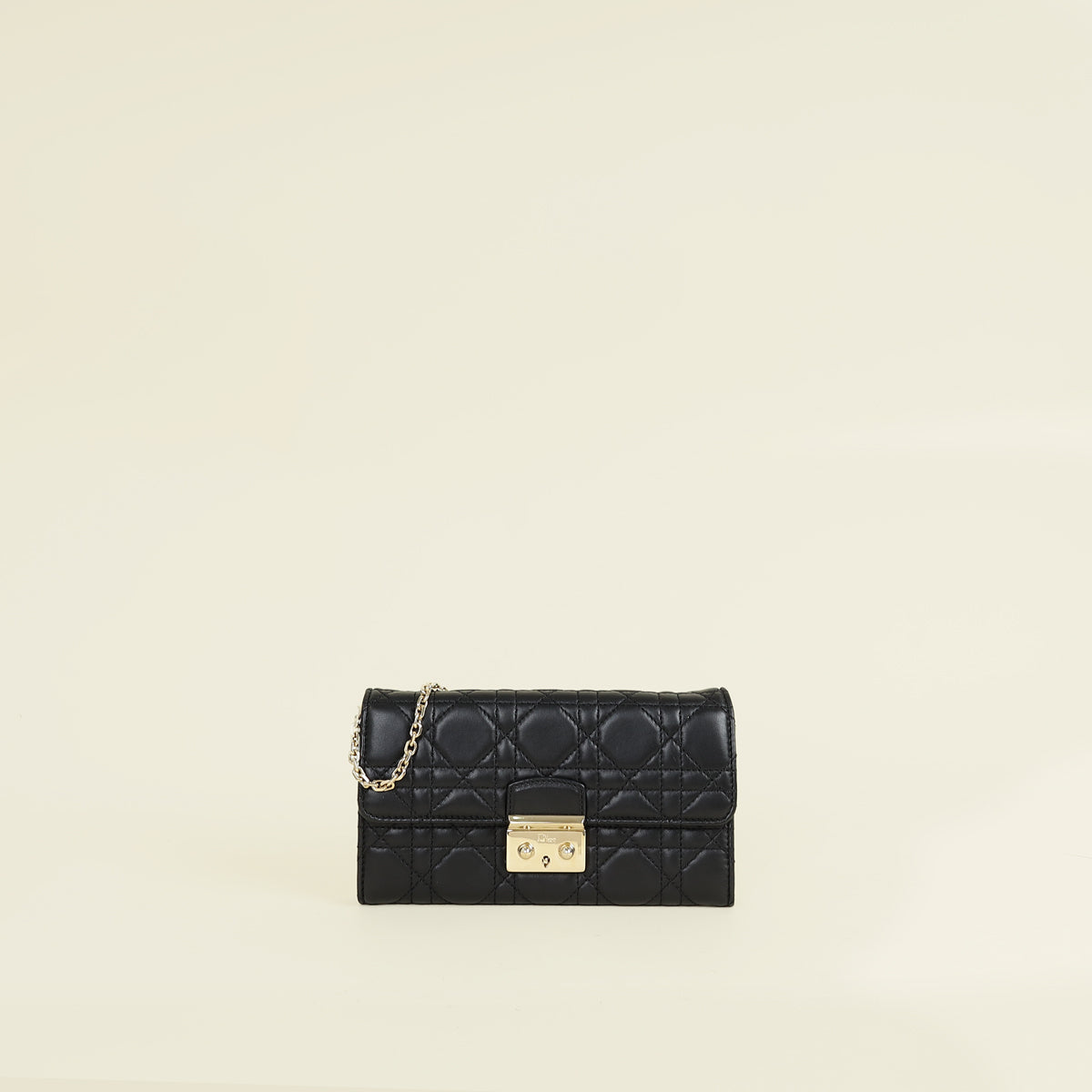 Christian Dior Black New Lock Chain Wallet