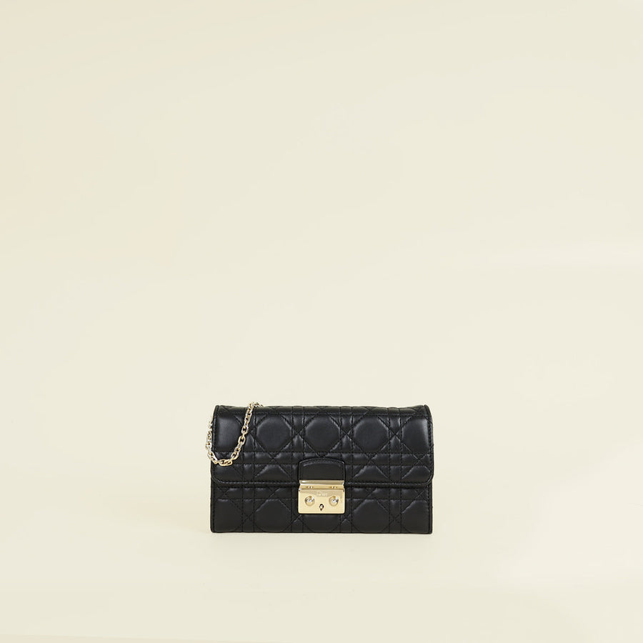 Christian Dior Black New Lock Chain Wallet