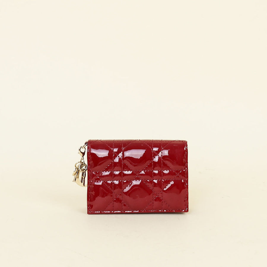 Christian Dior Cherry Red Lady Dior Small Wallet