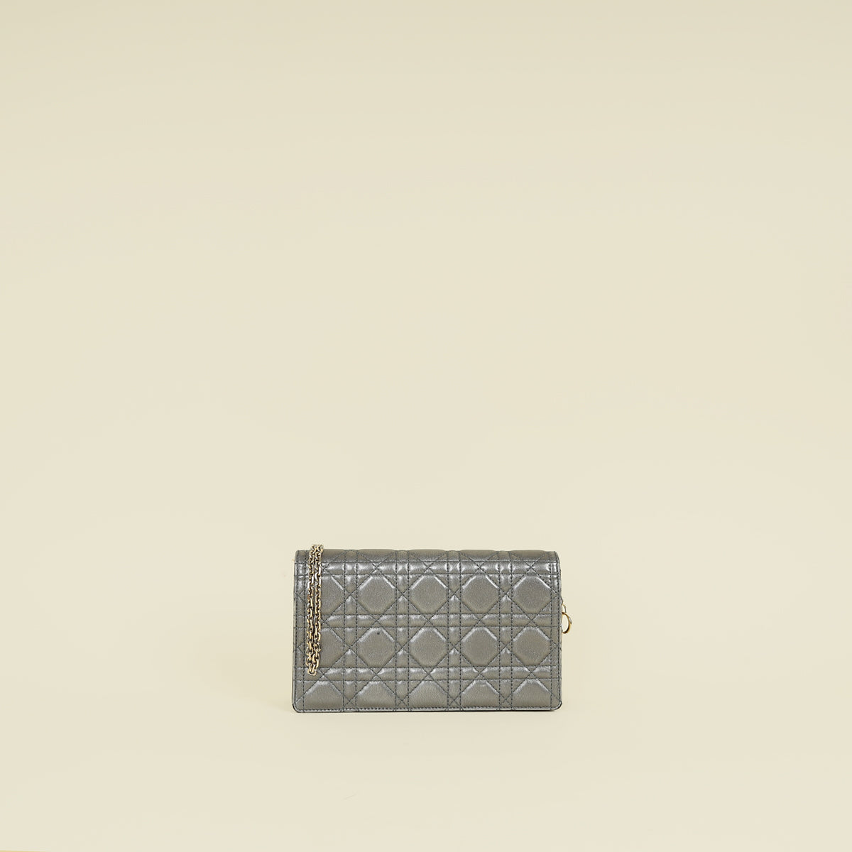Christian Dior Metallic Asphalt Lady Dior Chain Pouch Clutch