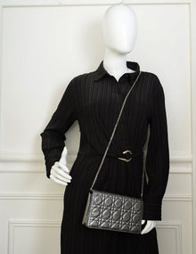 Christian Dior Metallic Asphalt Lady Dior Chain Pouch Clutch